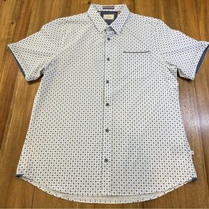 7 Diamonds White and Navy Geometric Shirt